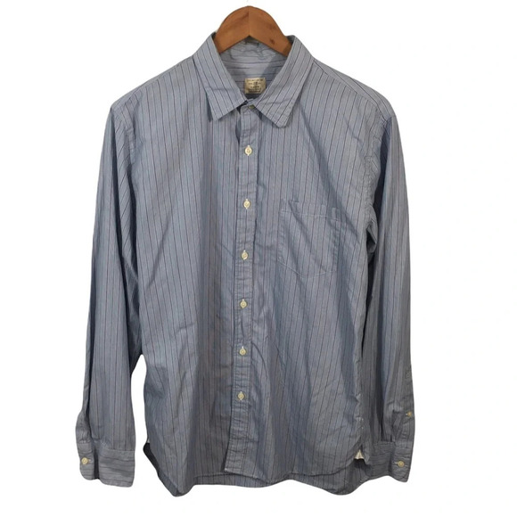 BF420 Men’s J. Crew Striped 2 Ply Button Down Career Shirt 16-16.5 L - Picture 1 of 4